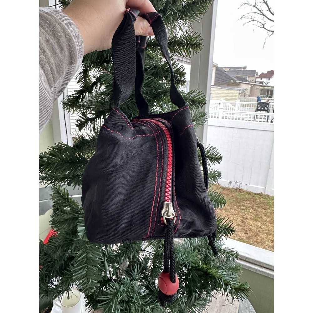 Vintage Nine West Y2K Black Red Handbag Small Purse Zip - Picture 4 of 16